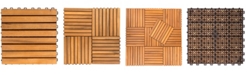 VIFAH Outdoor Patio 8-Slat Acacia Interlocking Deck Tile Set of 10 Tiles